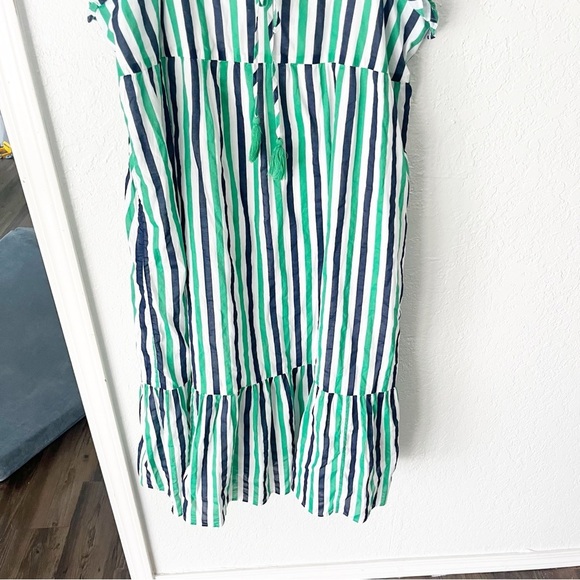 J. Crew Dress Women's XL Factory Striped Ruffle Tiered Midi Beachy AY343 - Picture 3 of 9